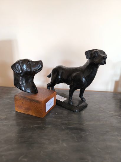 AJACQUES. Groupe chien.Bronze. Lo,g.: 19...
