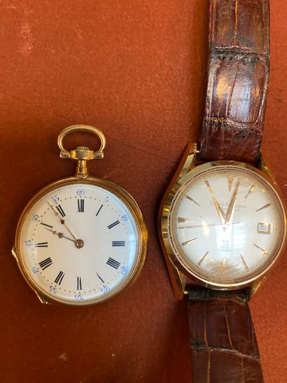 Lot or : Montre gousset chiffrée en or or...
