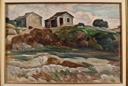Alfred LESBROS (1873-1940)
Cabanes de pêcheurs
Huile...