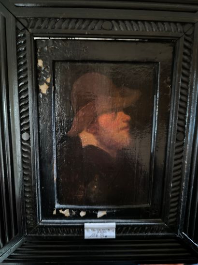 Ecole hollandaise. Homme au chapeau. Huile...