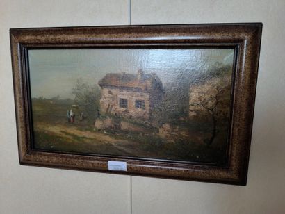 Ecole du XIXe siècle. Paysage de bord de...