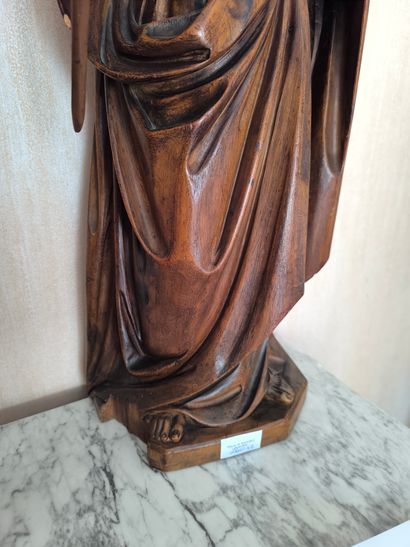 Figure de Saint en bois sculpté. Haut. 66...