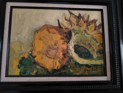 Van Hecke. Deux natures mortes. Huiles sur...