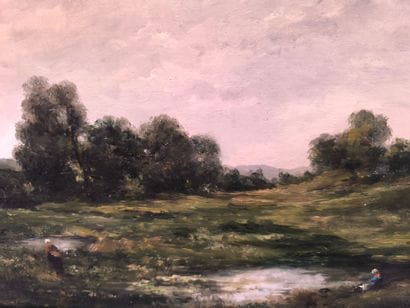 Ecole vers 1900. Les lavandières dans un...