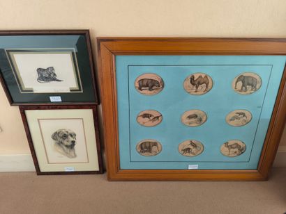 Lot de trois gravures comprenant : 9 vignettes...