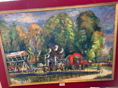 Marc GIMAT (1879-1969). Vue d'un lac, toile,...