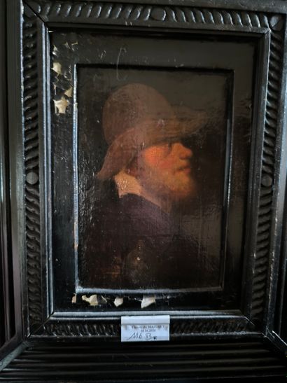 Ecole hollandaise. Homme au chapeau. Huile...