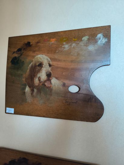 Geo Faurel. Portraits de chiens. Deux palettes...
