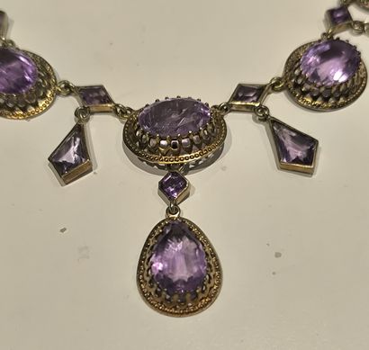 Collier en vermeil 800°/°°à décor de maillons...