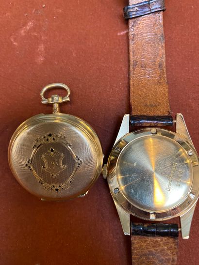 Lot or : Montre gousset chiffrée en or or...