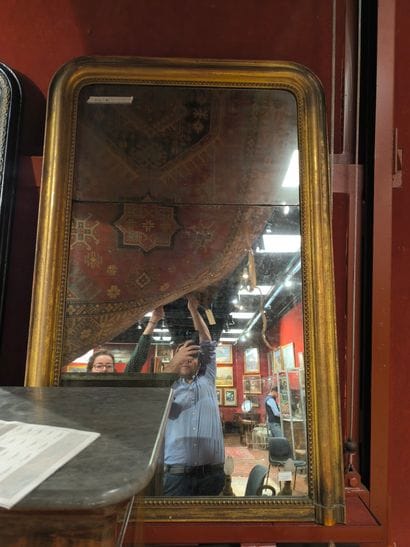 Miroir en bois stuqué et doré, fin du XIXe,...