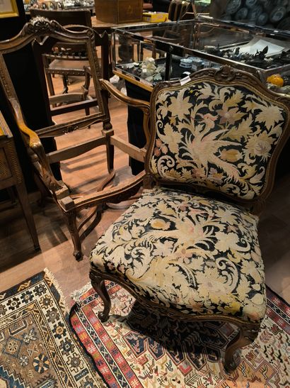 Fauteuil canné dossier plat en bois naturel...