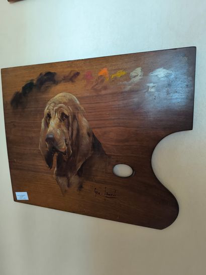 Geo Faurel. Portraits de chiens. Deux palettes...