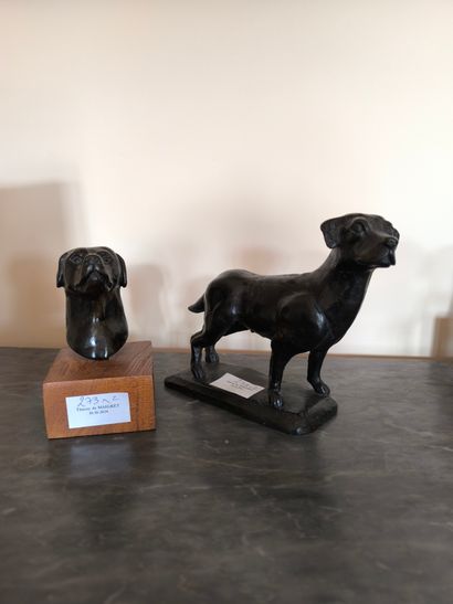 AJACQUES. Groupe chien.Bronze. Lo,g.: 19...