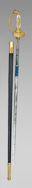 Pair de France sword, finely chased and gilded...