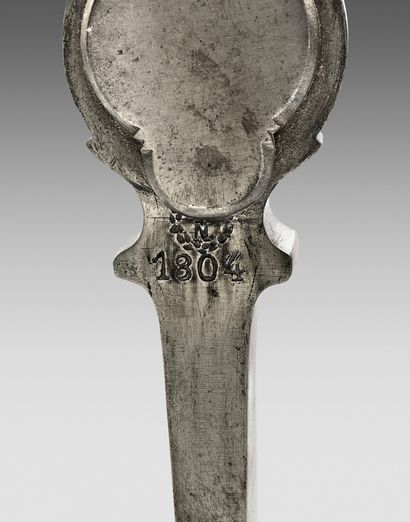 Beautiful sapper's axe, worked iron with...