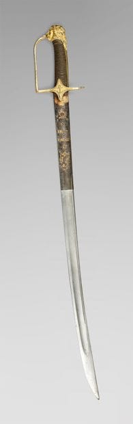 Naval officer's saber, large chased and gilded...