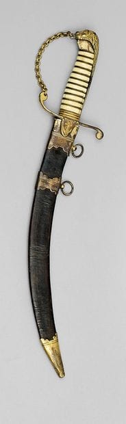 British naval officer's dagger, gilt-bronze...