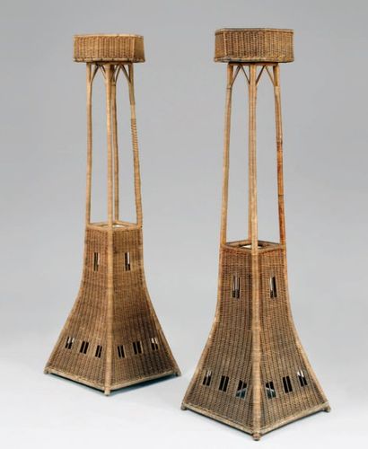 ANONYME
Paire de jardinières en osier tressé,...