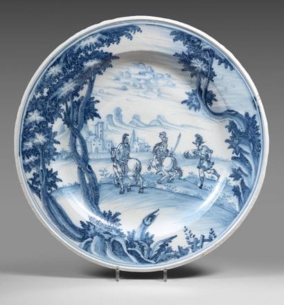 Large 18th-century Italian earthenware dish,...
