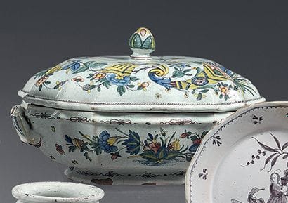 An 18th-century Rouen earthenware tureen...