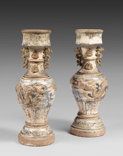 VIETNAM, BAT-TRANG kilns
Pair of beige porcelain...