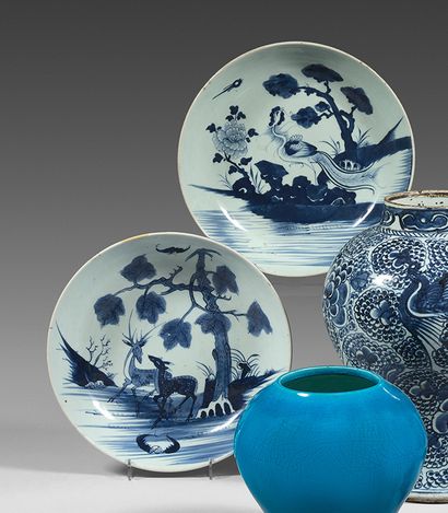 CHINA
Two circular bowls, one decorated in...