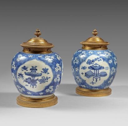 CHINA
Pair of egg-shaped porcelain ginger...