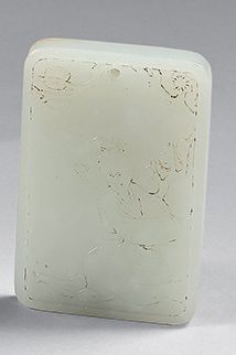 CHINA
Rectangular celadon nephrite plaque...