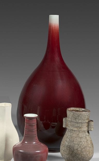CHINA
Large bottle vase with long narrow...