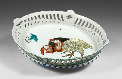 CREIL and MONTEREAU
Large openwork oval jardinière...