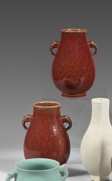 CHINA
Pair of baluster-shaped porcelain vases,...