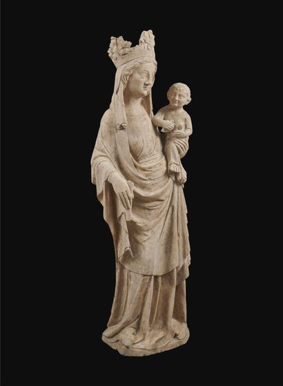 Exceptional, large Virgin and Child in white...