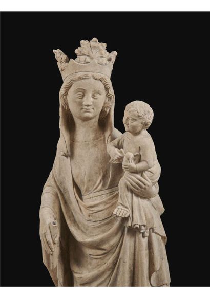 Exceptional, large Virgin and Child in white...