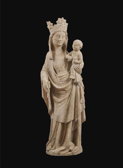 Exceptional, large Virgin and Child in white...