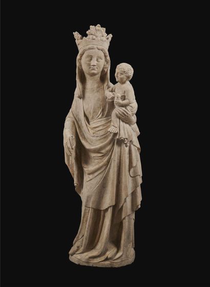 Exceptional, large Virgin and Child in white...