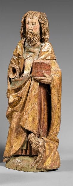Saint Anthony carved in polychrome limewood...