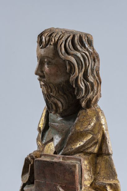 Saint Anthony carved in polychrome limewood...