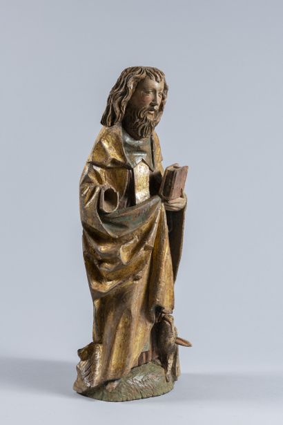 Saint Anthony carved in polychrome limewood...