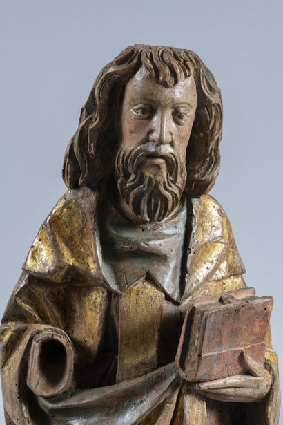 Saint Anthony carved in polychrome limewood...
