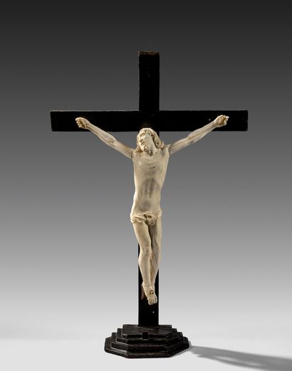 Christ on the cross in finely carved ivory....