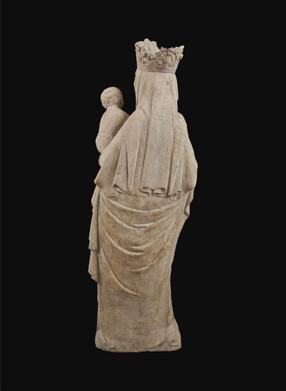 Exceptional, large Virgin and Child in white...