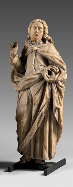 Blessing Christ in alabaster carved in the...