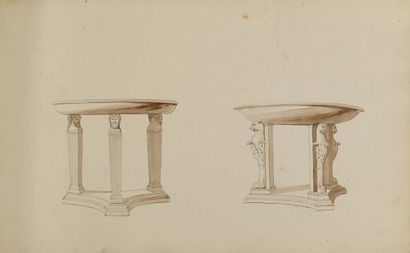 Pierre FONTAINE
Four studies of vases, pedestals,...