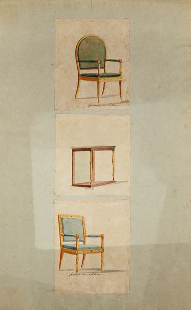 Charles PERCIER
Three console and armchair...