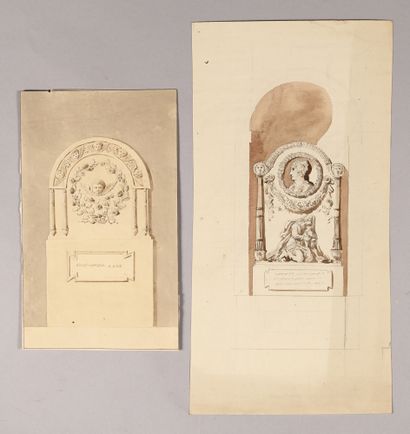 Pierre FONTAINE
Three designs for funerary...