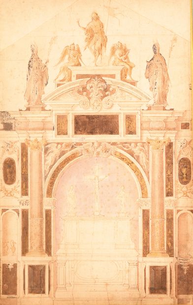 École ITALIENNE vers 1700
Projet d'autel
Plume...