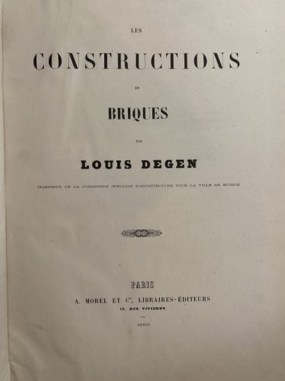 DEGEN (Louis).
Brick constructions. Paris,...