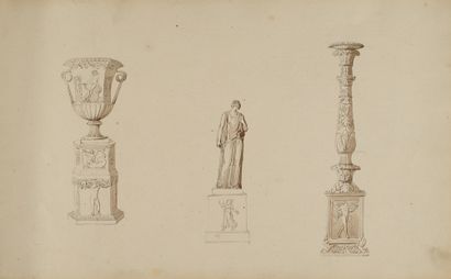 Pierre FONTAINE
Four studies of vases, pedestals,...