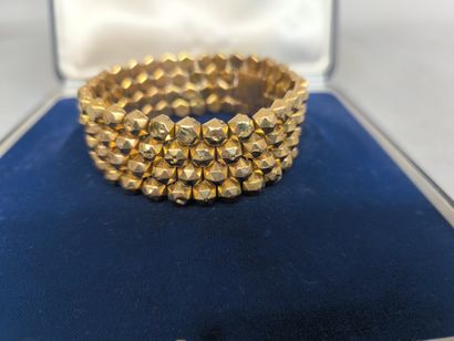 Hollow gold 750°/°° belt bracelet, diamond-tipped...